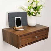 ONIJA Solid Wood Floating nightstand with Drawer and Shelf, mid Century Bedside Table, mid Century Modern End Table nightstand for Bedroom/Livingroom